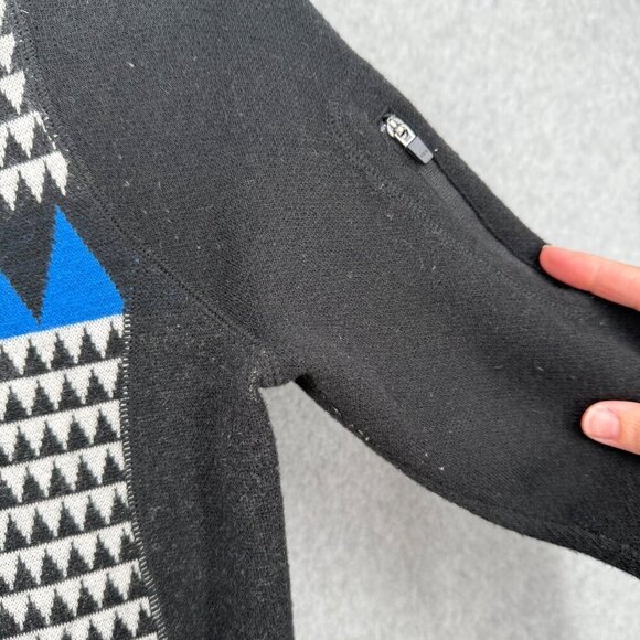 Title Nine Super Power Quarter Zip Sweater Size XS Houndstooth Geo Merino Wool - Picture 4 of 12